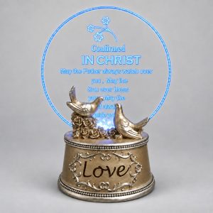 Confirmed in Christ Blue LED Dove Acrylic Plaque-kwa18120 gray