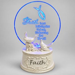 Faith God Can Blue LED Dove Acrylic Plaque-kwa18123 gray