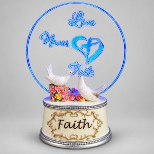 Love Never Fails Blue LED Dove Acrylic Plaque-kwa18127 gray