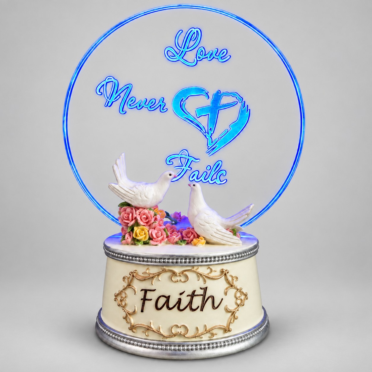 Love Never Fails Blue LED Dove Acrylic Plaque-kwa18127 gray Love Never Fails Blue LED Dove Acrylic Plaque-kwa18127 gray
