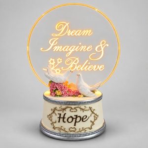 Dream Imagine Believe Warm LED Dove Acrylic Plaque-kwa18128 gray