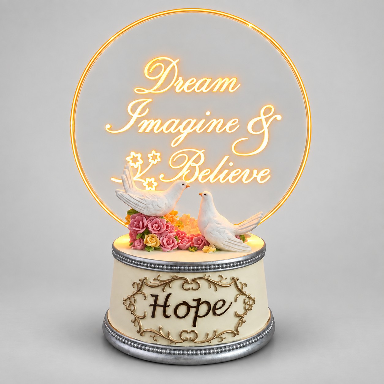 Dream Imagine Believe Warm LED Dove Acrylic Plaque-kwa18128 gray Dream Imagine Believe Warm LED Dove Acrylic Plaque-kwa18128 gray