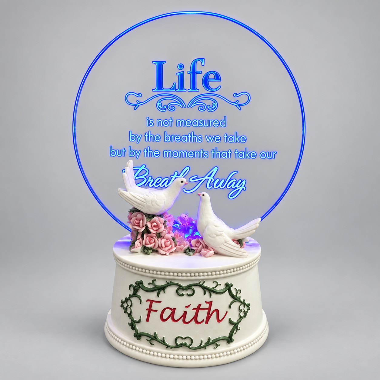 Life Is Not Measured Blue LED Dove Acrylic Plaque-kwa18131 Life Is Not Measured Blue LED Dove Acrylic Plaque-kwa18131