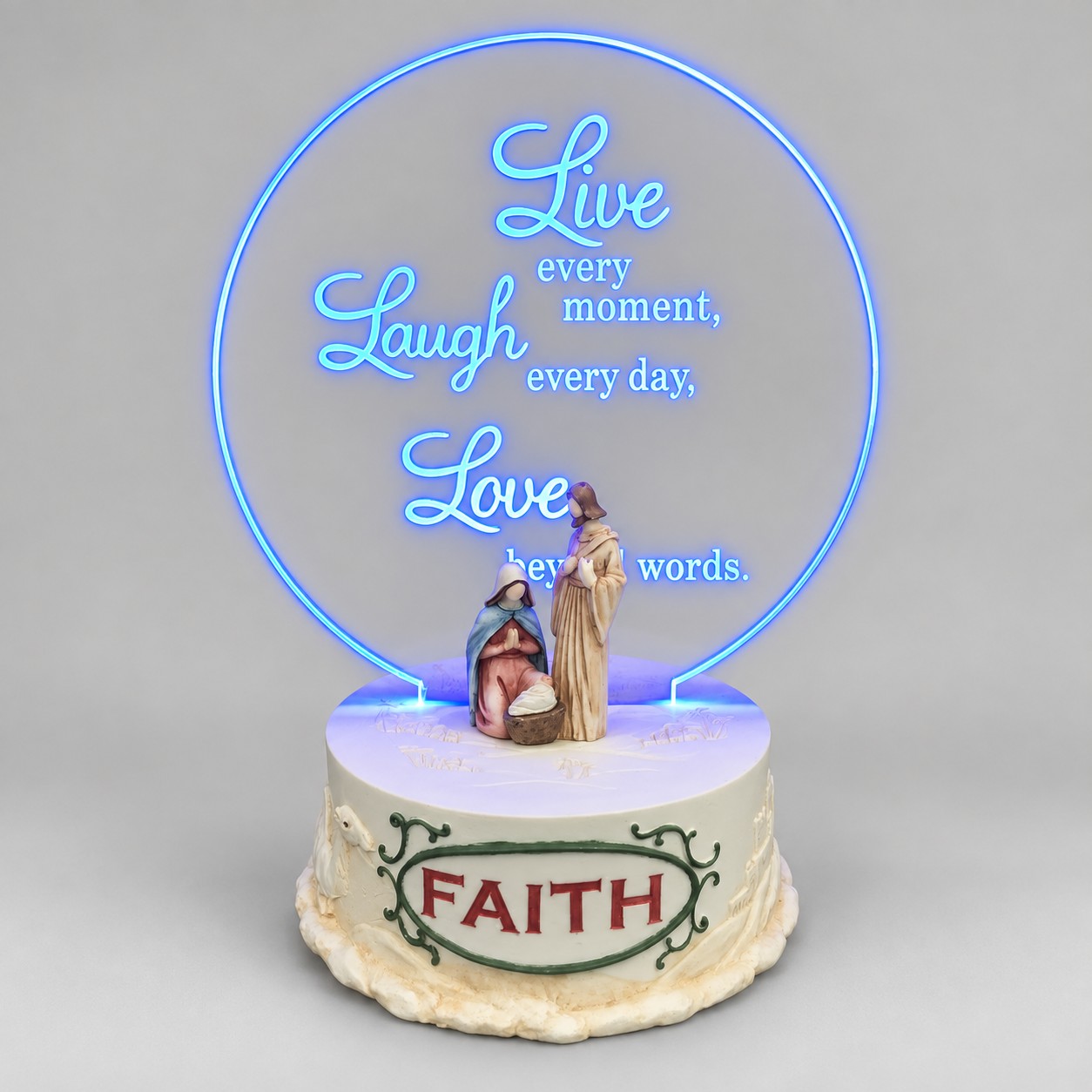 Live Laugh Love Blue LED Holy Family Acrylic Plaque-kwa18160 Live Laugh Love Blue LED Holy Family Acrylic Plaque-kwa18160