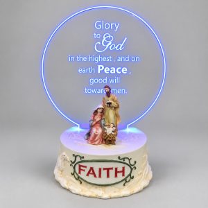 Glory to God Blue LED Holy Family Acrylic Plaque-kwa18161