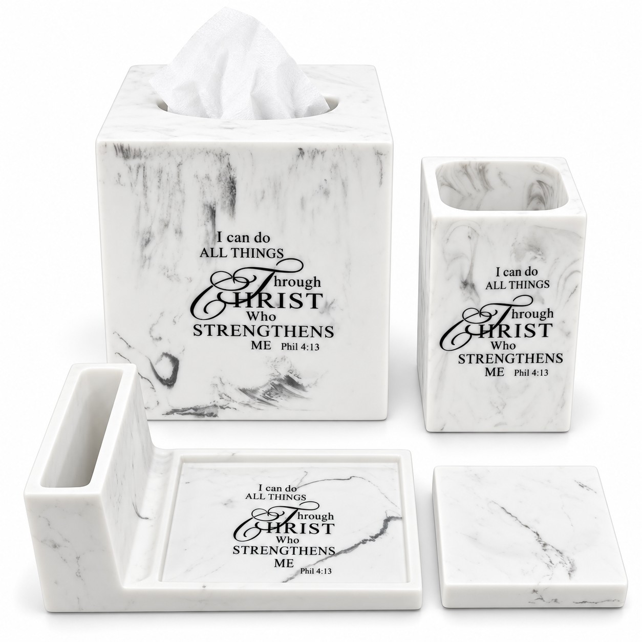Philippians 4:13 Christian Bathroom Accessory Set-kwa19140 Philippians 4:13 Christian Bathroom Accessory Set-kwa19140