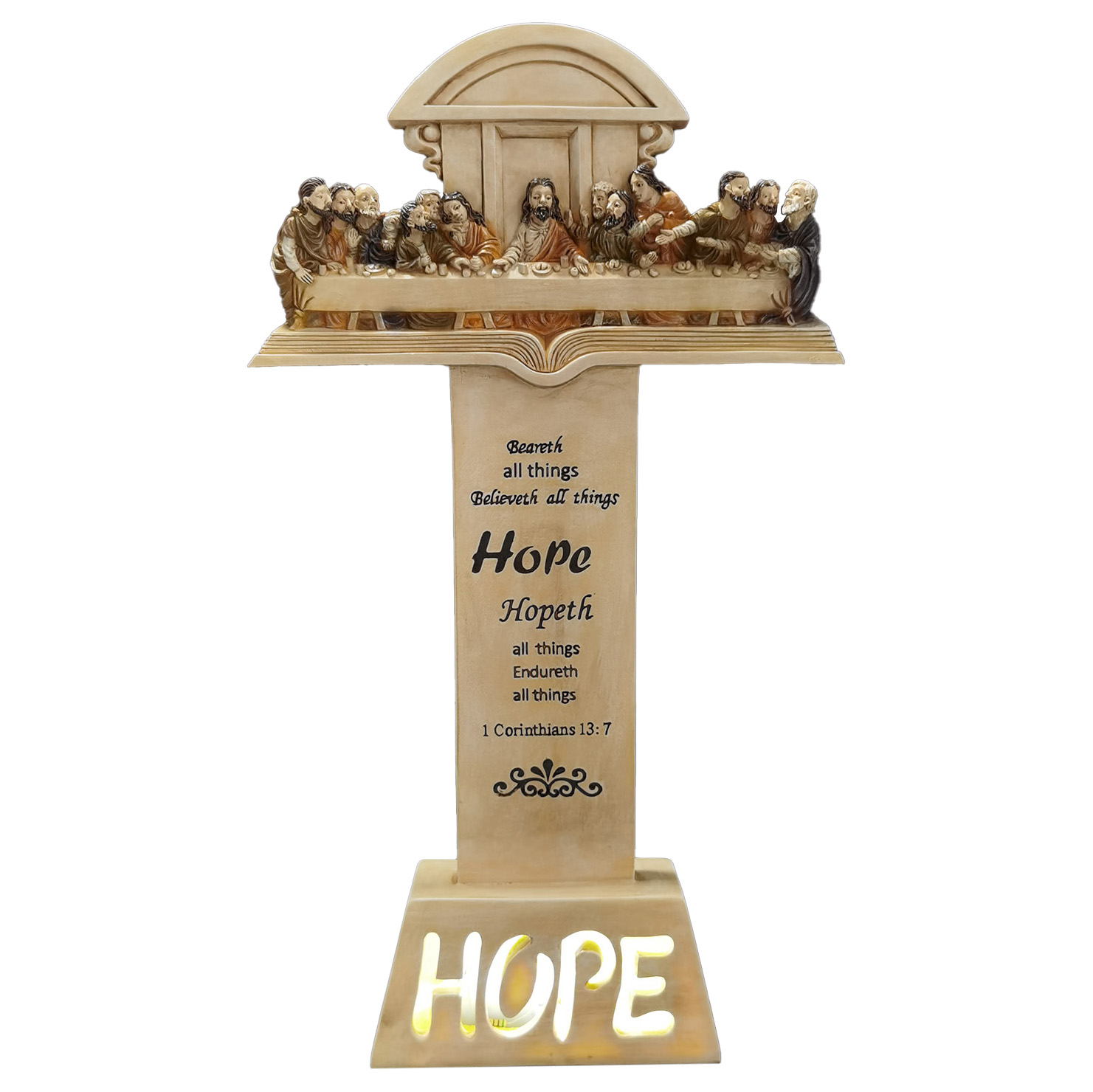 Antique Ivory Lighted Last Supper Tabletop Cross-kwa23006 lighting Antique Ivory Lighted Last Supper Tabletop Cross-kwa23006 lighting