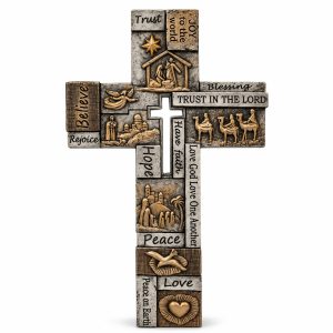 Antique Scripture Story Resin Wall Cross-kws16040