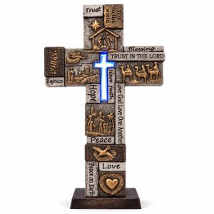 Blue LED Scripture Story Tabletop Cross-kws16042 (2)