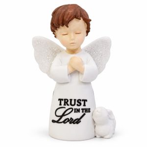 Trust in the Lord Boy Angel with Rabbit Figurine-kws16225