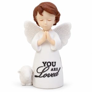 You Are Loved Girl Angel with Lamb Figurine-kws16226