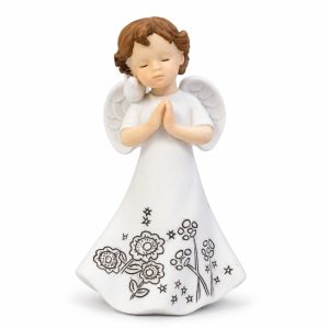 Floral Prayer Angel with Dove Figurine-kws16227