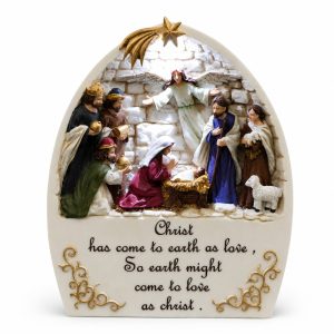 Lighted Nativity Arch with Angel and Christ Came in Love Message-kws17037