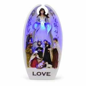 Lighted Angel Wing Nativity Figurine with Love Inscription-kws17040