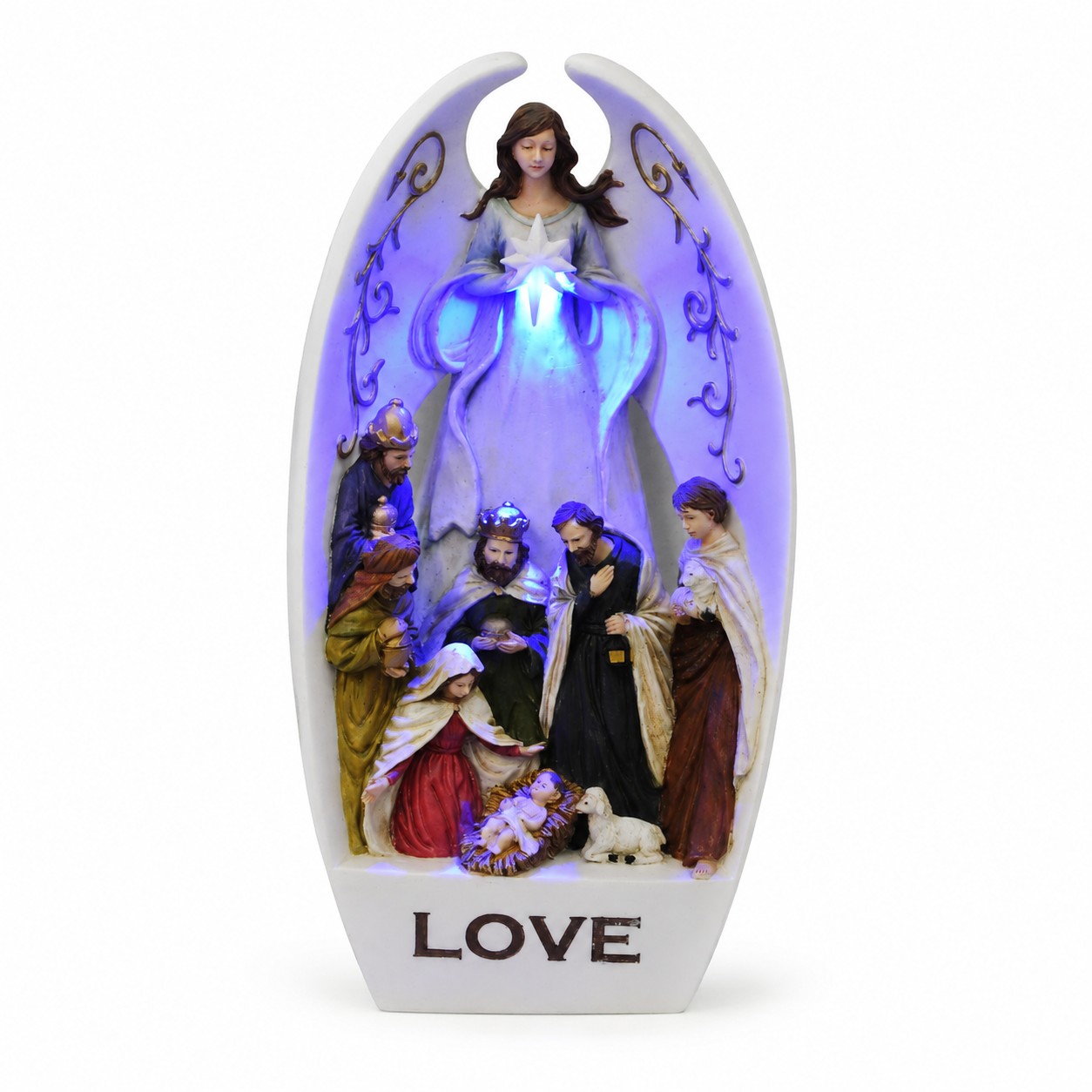 Lighted Angel Wing Nativity Figurine with Love Inscription-kws17040 Lighted Angel Wing Nativity Figurine with Love Inscription-kws17040