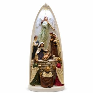 Lighted Tall Nativity Arch with Angel and Star-kws17041