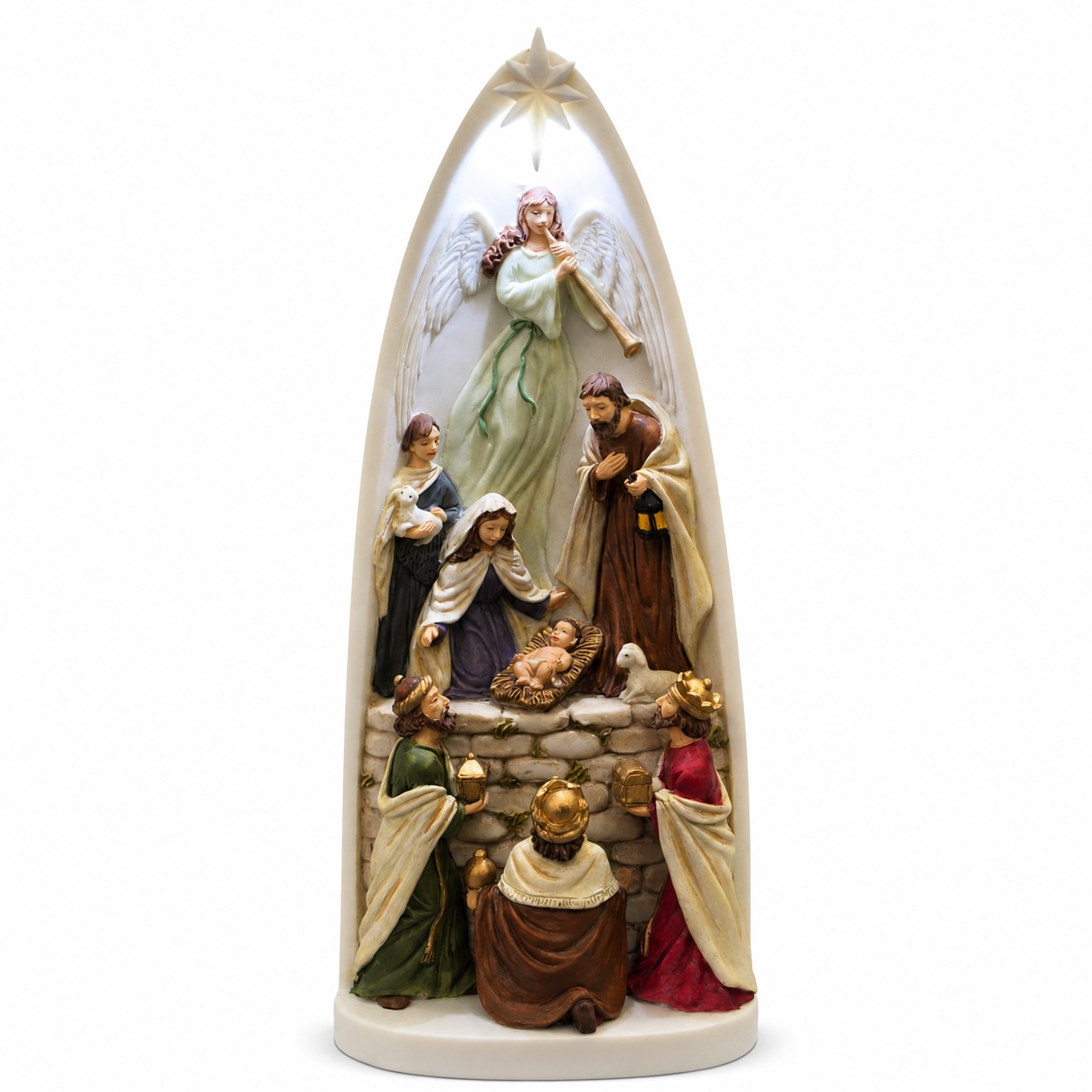 Lighted Tall Nativity Arch with Angel and Star-kws17041 Lighted Tall Nativity Arch with Angel and Star-kws17041