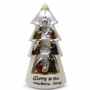 Lighted Christmas Tree Nativity — Glory to the Newborn King-kws17042