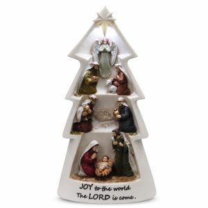Lighted Christmas Tree Nativity — Joy to the World-kws17043