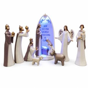 Lighted Joy to the World Nativity Set with Arched Backdrop-kws17167