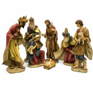 Traditional Colorful Nativity Set with Wise Men and Shepherd 7 Piece-kws17168