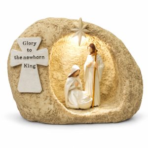 Glory to the Newborn King Ivory Lighted Nativity Grotto-kws17171