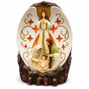 Warm Light Angel Wing Holy Family Nativity Figurine-kws17237