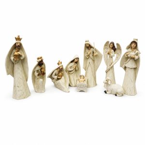 9-Piece Ivory Nativity Set with Angel and Sheep-kws17238