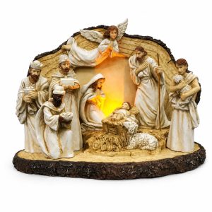 LED Angel Christmas Figurine - Antique Ivory Nativity-kws17271