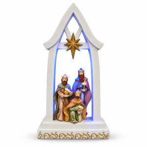 Three Wise Men Blue LED Bethlehem Star Arch Figurine-kws18073