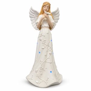Holding Flower LED Angel Figurine with Blue Lights-kws18172