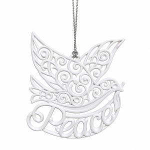 White Peace Dove Openwork Hanging Ornament-kws18275