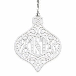 White Joy Filigree Bauble Hanging Ornament-kws18279