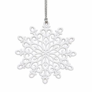 White Floral Snowflake Openwork Hanging Ornament-kws18280
