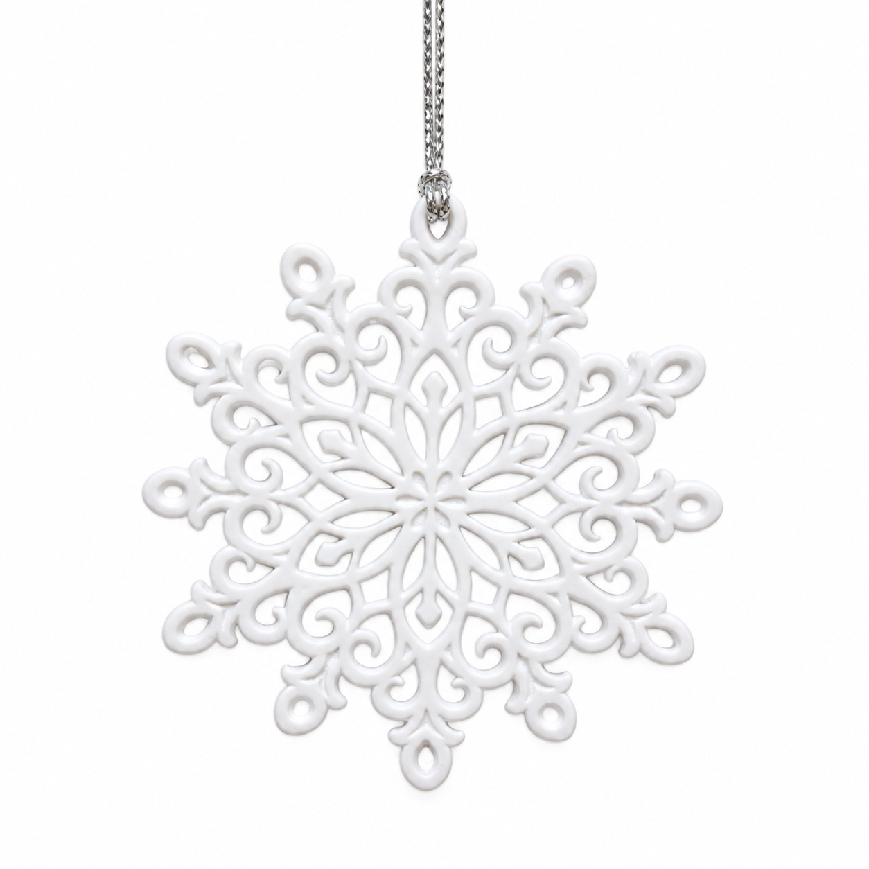 White Floral Snowflake Openwork Hanging Ornament-kws18280 White Floral Snowflake Openwork Hanging Ornament-kws18280
