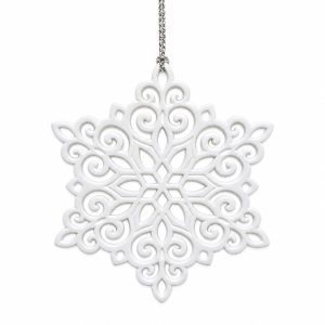 White Scrollwork Snowflake Hanging Ornament-kws18281