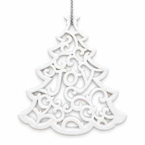 White Resin Joy Christmas Tree Ornament-kws18283