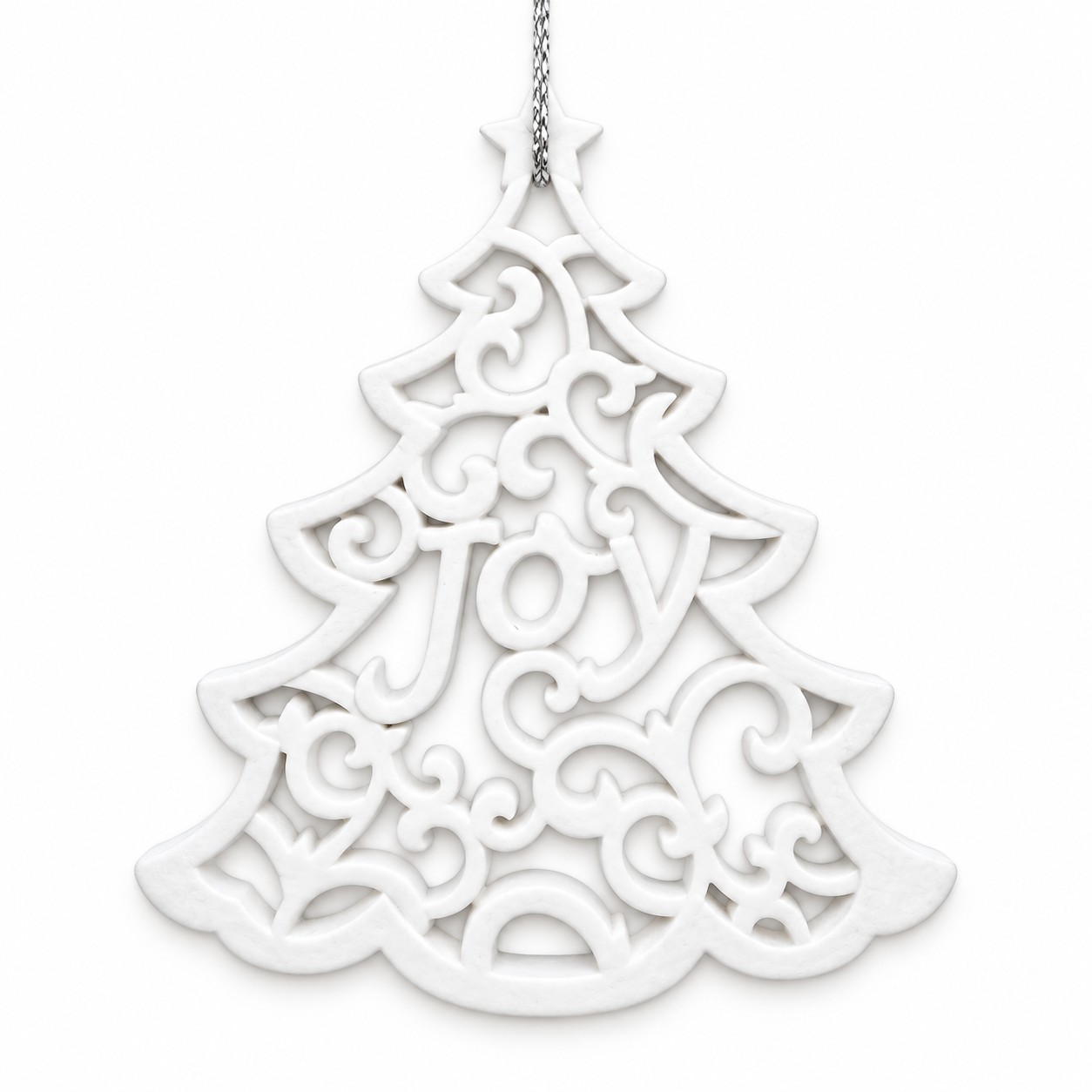 White Resin Joy Christmas Tree Ornament-kws18283 White Resin Joy Christmas Tree Ornament-kws18283