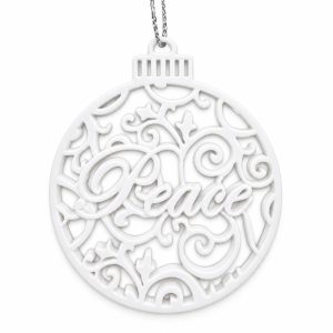White Resin Peace Christmas Bauble Ornament-kws18285