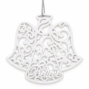 White Resin Believe Angel Christmas Ornament-kws18288