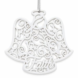 White Resin Faith Angel Christmas Ornament-kws18289