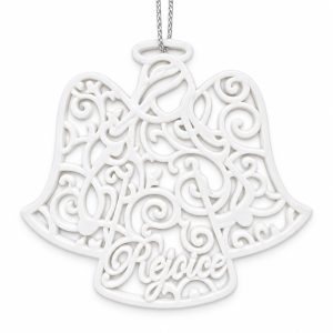White Resin Rejoice Angel Christmas Ornament-kws18290