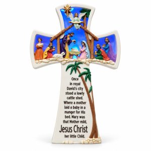 Royal David’s City Nativity Scripture Cross-kws19001 white