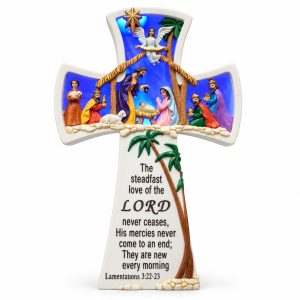 Lamentations 3:22–23 Nativity Cross-kws19005 white