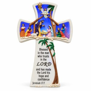 Jeremiah 17:7 Blessed Nativity Cross-kws19006 white