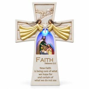 Faith Hebrews 11:1 LED Nativity Cross-kws19044 white