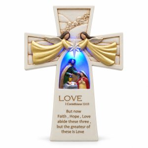 Love 1 Corinthians 13:13 LED Nativity Cross-kws19045 white