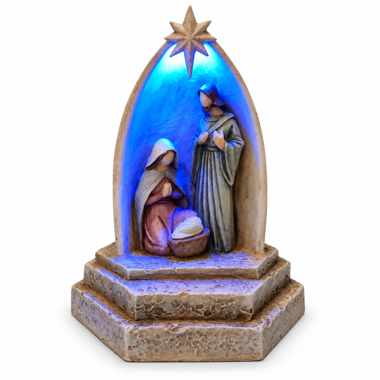 Blue Lighted Star Arch Nativity Scene-kwa16179 Blue Lighted Star Arch Nativity Scene-kwa16179