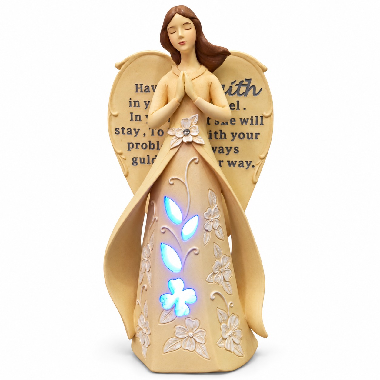 Have Faith Lighted Floral Angel Figurine-kws17174 Have Faith Lighted Floral Angel Figurine-kws17174